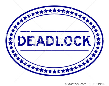 Grunge blue deadlock word oval rubber seal stamp on white background 105639469