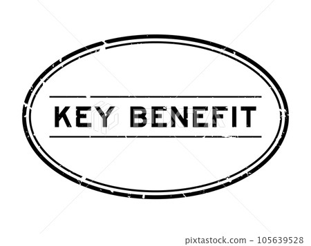Grunge black key benefit word oval rubber stamp in white background 105639528