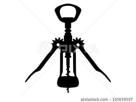 Wine opener silhouette icon. A simple sign of a wine bottle opener. Wine opener silhouette icon. A simple sign of a wine bottle opener. 105639597