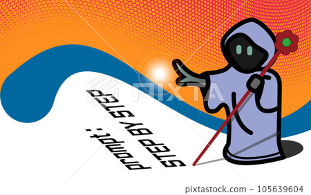 使用人工智能的巫師的插圖。快速工程師是人工智能技術發展創造的一個職位。 105639604