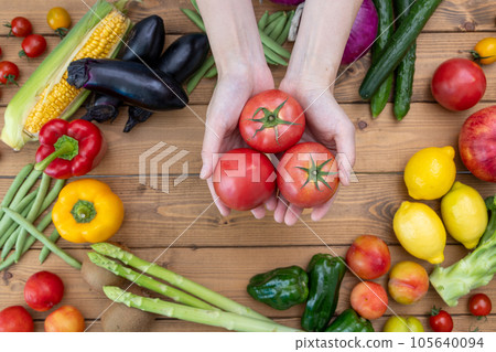 summer vegetable frame background summer vegetable frame background 105640094