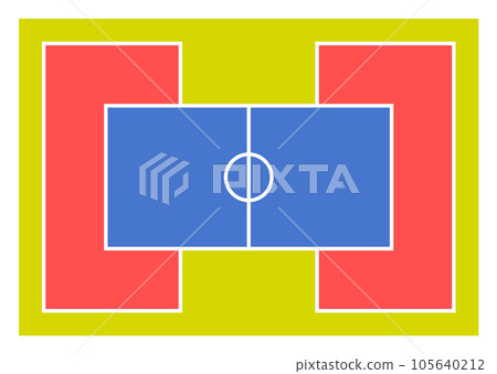 A flat dodgeball court where the ball is thrown A flat dodgeball court where the ball is thrown 105640212