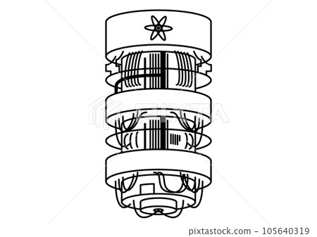 量子計算機線條藝術矢量圖標。 105640319