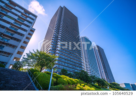 日本東京城市景觀 俯瞰大川端河城 21 等(晴海運河一側) 日本東京城市景觀 俯瞰大川端河城 21 等(晴海運河一側) 105640529