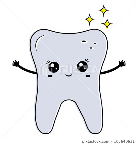 Isolated kawaii tooth, color vector illustration for children, cartoon style 105640631