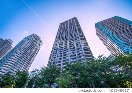 日本東京城市景觀 俯瞰大川端河城 21 等（晴海運河一側） 105640687