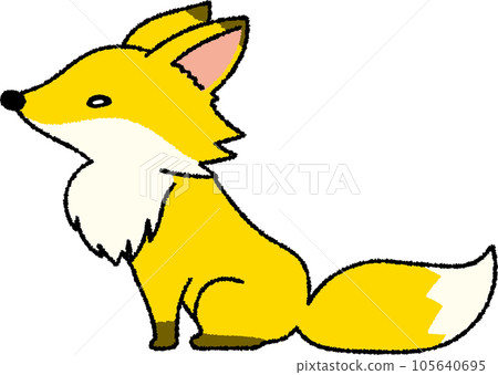 手寫風格可愛的狐狸在北海道側身 105640695