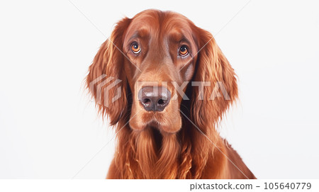 愛爾蘭塞特犬白色背景 愛爾蘭塞特犬白色背景 105640779