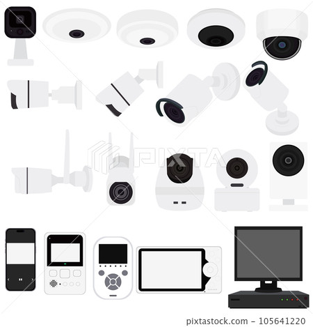 Illustration material vector of various security cameras Illustration material vector of various security cameras 105641220