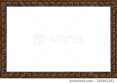 Frame with ancient Greek geometric ornament. Hand drawn watercolor illustration. For printing, postcards, business cards and posters. Frame with ancient Greek geometric ornament. Hand drawn watercolor illustration. For printing, postcards, business cards and posters. 105641261