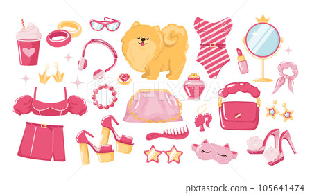 Trendy barbiecore style fashionable clothes 105641474