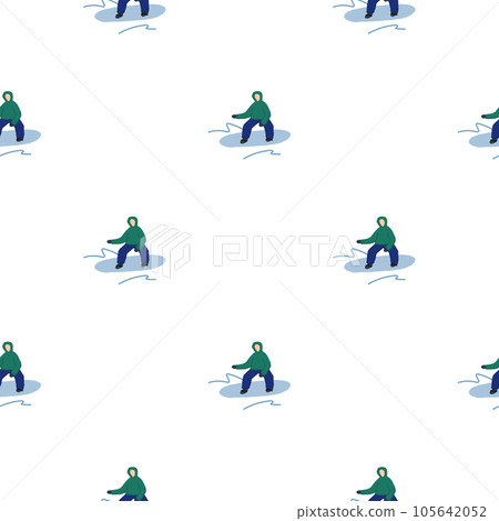 Snowboarders on the slope. Winter sports seamless pattern. Snowboarders on the slope. Winter sports seamless pattern. 105642052