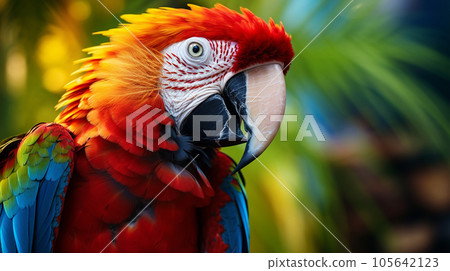 Amazon red macaw parrot 105642123