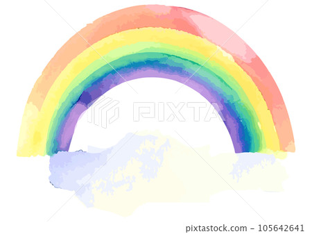 Rainbow and clouds watercolor illustration Rainbow and clouds watercolor illustration 105642641