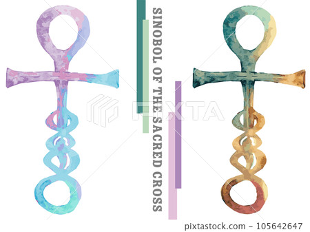 Ankh 風格十字水彩插圖集，漸變顏色 105642647