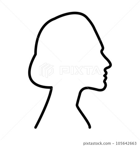Face outline of female or woman human head profile silhouette vector icon in a glyph pictogram illustration 105642663