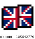 The Union Jack, national flag of UK and Northern Ireland - vector pixel art tiny icon waving canvas 105642770