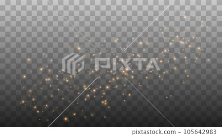 Gold light effect withglitter particles. Vector starry cloud with dust. Magic christmas decoration 105642983