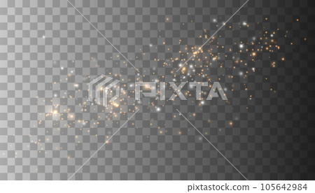 Gold light effect withglitter particles. Vector starry cloud with dust. Magic christmas decoration 105642984
