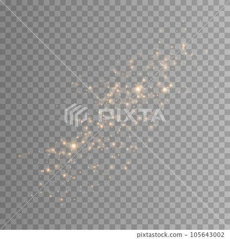 Gold light effect withglitter particles. Vector starry cloud with dust. Magic christmas decoration Gold light effect withglitter particles. Vector starry cloud with dust. Magic christmas decoration 105643002