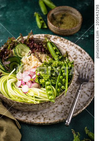 Vegan healthy green buddha bowl 105643298
