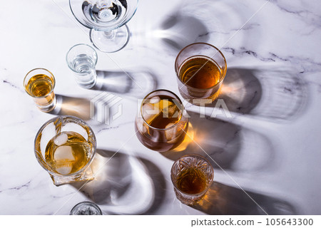 Assortment of various strong alcohol drinks Assortment of various strong alcohol drinks 105643300