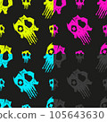 Cursed skull seamless pattern 4 variations. Suitable for fashion industry, branding, halloween background. Cursed skull seamless pattern 4 variations. Suitable for fashion industry, branding, halloween background. 105643630