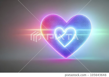The heart shapes on abstract light neon glitter background in love concept for valentines day with sweet and romantic. Neon heart glowing background space for text. Design and digital material. The heart shapes on abstract light neon glitter background in love concept for valentines day with sweet and romantic. Neon heart glowing background space for text. Design and digital material. 105643648