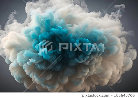 Beautiful blue and white dual tone dense smoke art background. 105643706