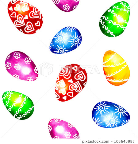 Happy Easter background. Seamless pattern. Painted colorful eggs. Happy Easter background. Seamless pattern. Painted colorful eggs. 105643995