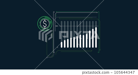Simple infographics of rising dollar exchange rate. Simple infographics of rising dollar exchange rate. 105644347