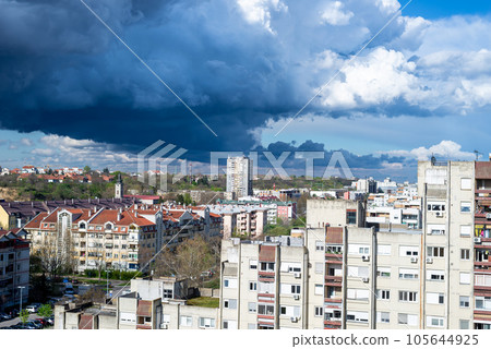 Before supercell storm in a city quarter Before supercell storm in a city quarter 105644925