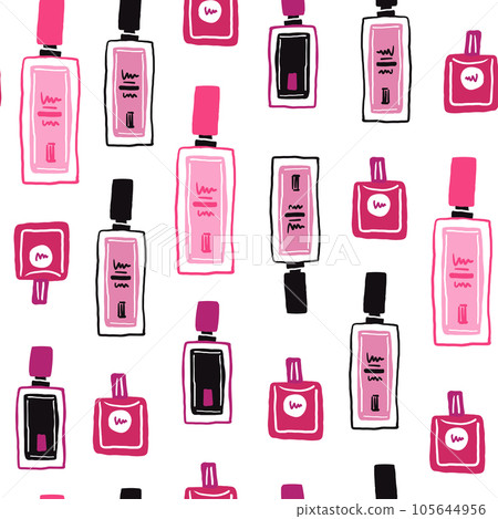 Seamless pattern of stylish perfume bottle doodles in cute cartoon style. Vector illustration Seamless pattern of stylish perfume bottle doodles in cute cartoon style. Vector illustration 105644956