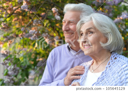 Nice elderly couple on the nature 105645129