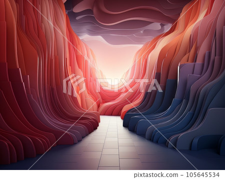 Abstract gradient wallpaper mountains and sky paper texture. 3D visualization AI 105645534