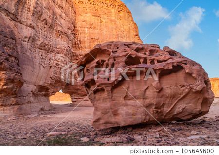 Desert erosion formations near Al Ula, Saudi Arabia 105645600