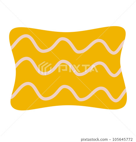 Decorative sofa pillow with wavy line print, interior element for living room or cabinet, vector Decorative sofa pillow with wavy line print, interior element for living room or cabinet, vector 105645772