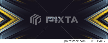Abstract black wide vector background with yellow and grey arrows Abstract black wide vector background with yellow and grey arrows 105645817