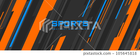 Modern sports banner design with diagonal orange gray and blue lines. Abstract sports background. Modern sports banner design with diagonal orange gray and blue lines. Abstract sports background. 105645818