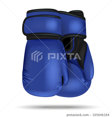 Color boxing gloves. Sport hands punch items for boxers equipment. 3d isolated objects utter vecto 105646164