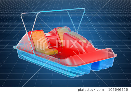 Visualization 3d cad model of paddle boat, 3D rendering 105646326