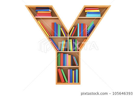Letter Y, alphabet in the form of shelves with books, 3D rendering 105646393