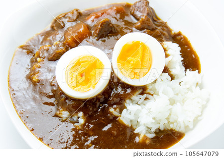 Curry rice (boiled egg topping). Curry rice (boiled egg topping). 105647079