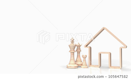 The chess family and house icon for home property Business 3d rendering 105647582
