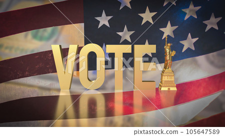 The statue of liberty on Usa flag Background for Vote concept 3d rendering 105647589