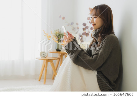 生活方式冬季智能手機 105647605