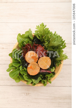 Monkfish Liver and Seaweed Salad Monkfish Liver and Seaweed Salad 105647806