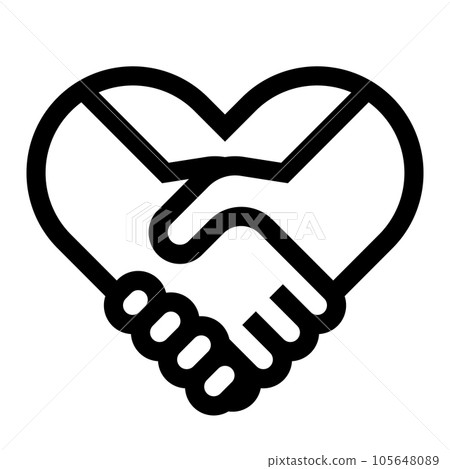 結合握手和心的矢量圖標 結合握手和心的矢量圖標 105648089