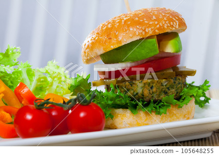 Vegan burger with greens Vegan burger with greens 105648255