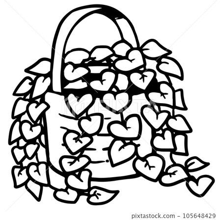 心形藤蔓盆栽線描 105648429